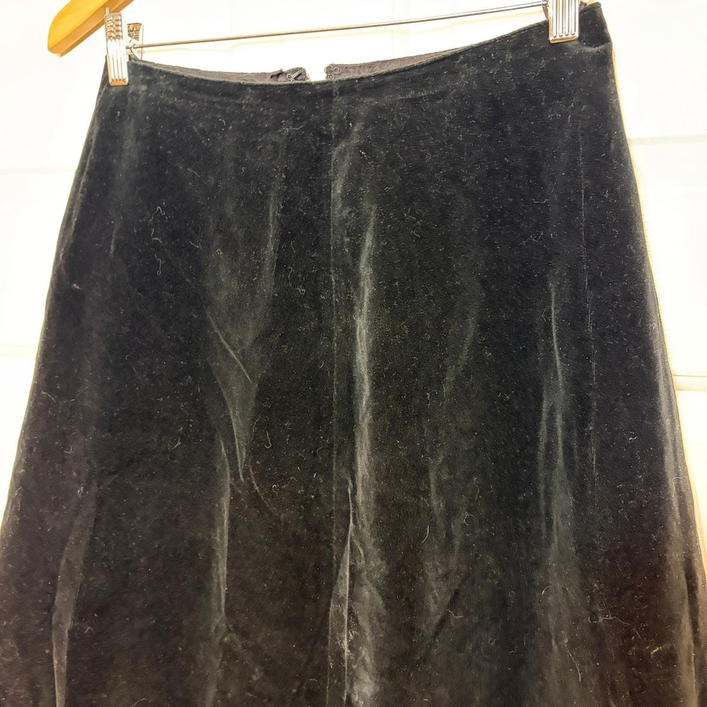 Vintage Black Velvet Ruffle Hem Maxi Skirt Cosplay Dickens Goth Evening Costume